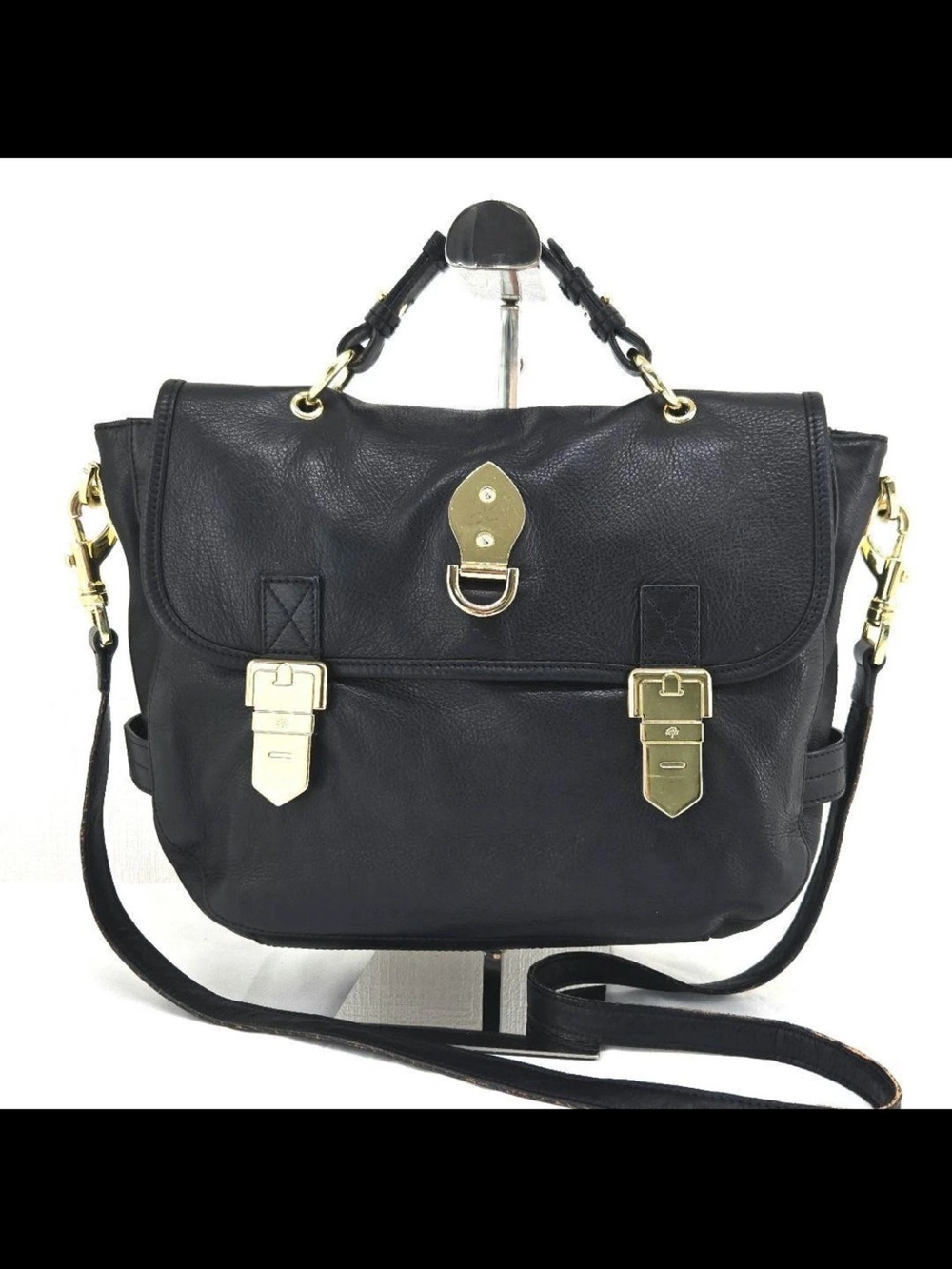 Mulberry Black Leather Satchel with Gold Hardware